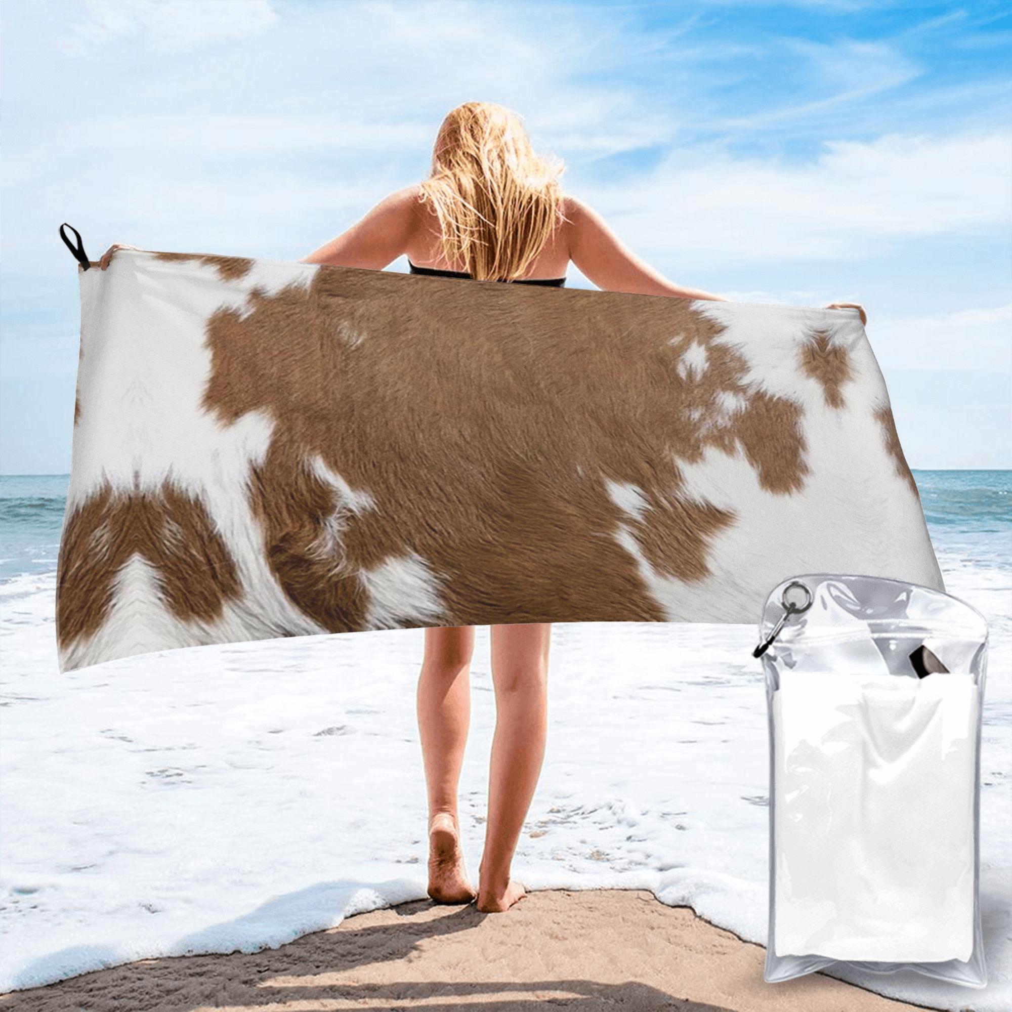 

Stylish Cow Fur Cowhide Texture Cow Skin Print Pattern Beach Towel Soft Microfiber Quick Dry Absorbent Quick Towels For Bath W40*H60(CM)