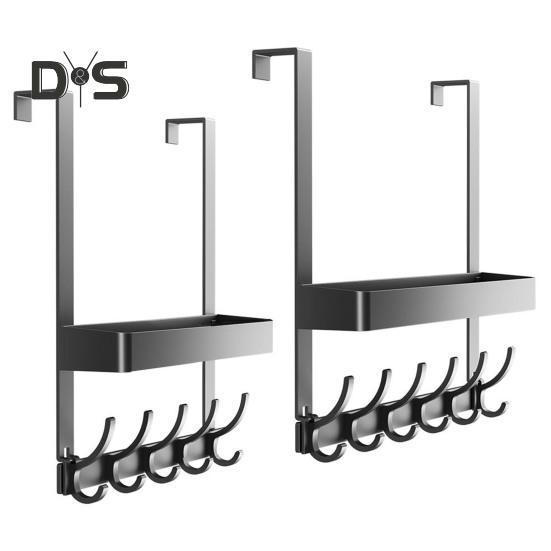 Door Rack Double-Layer Design Strong Load-Bearing Simple Installation Multipurpose Hanger Hook with Storage Shelf