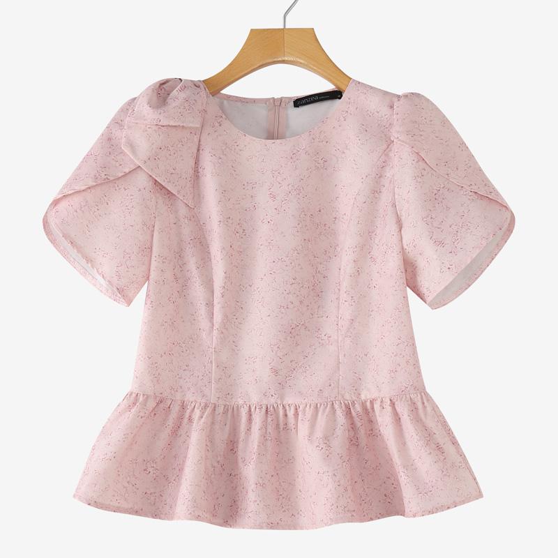 ZANZEA Dames Casual Ronde Hals Zomer Korte Mouw Print Blouse