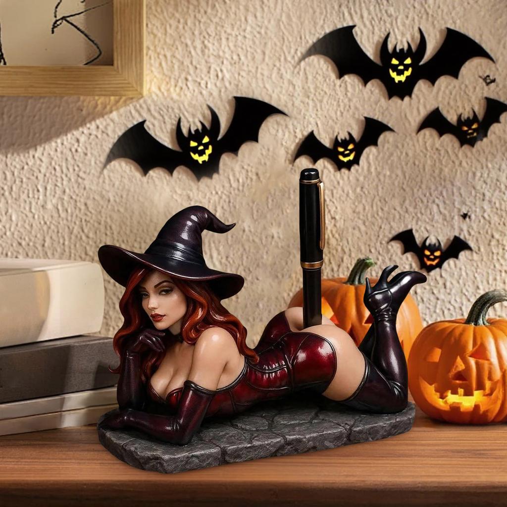 Funny Witch Pen Holder Sexy Witch Bookshelf Figurine With Pen Holder Witch Statue Pens Holders For Christmas Ornament Bulk