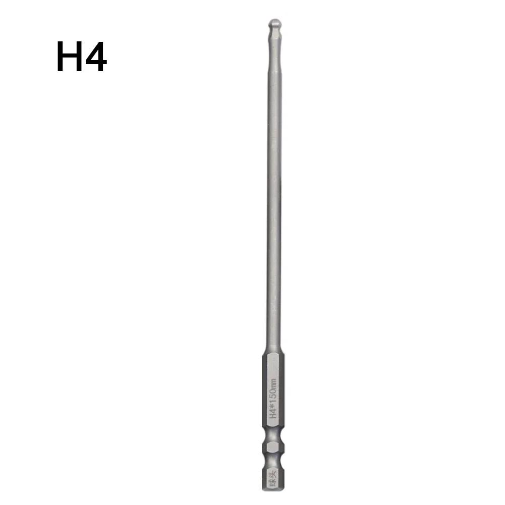 1pc 111mm Ball End Hex Screwdriver Bit Metric Hex Bit Long Magnetic Driver Bit H1 H1 H6 For Automotive Household Manufacturing