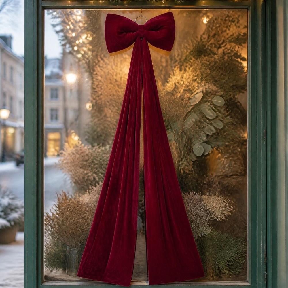 DIY Xmas Tree Topper Bows Solid Color Giant Ribbon Bowknot Large Christmas Bowknot Wall Decor
