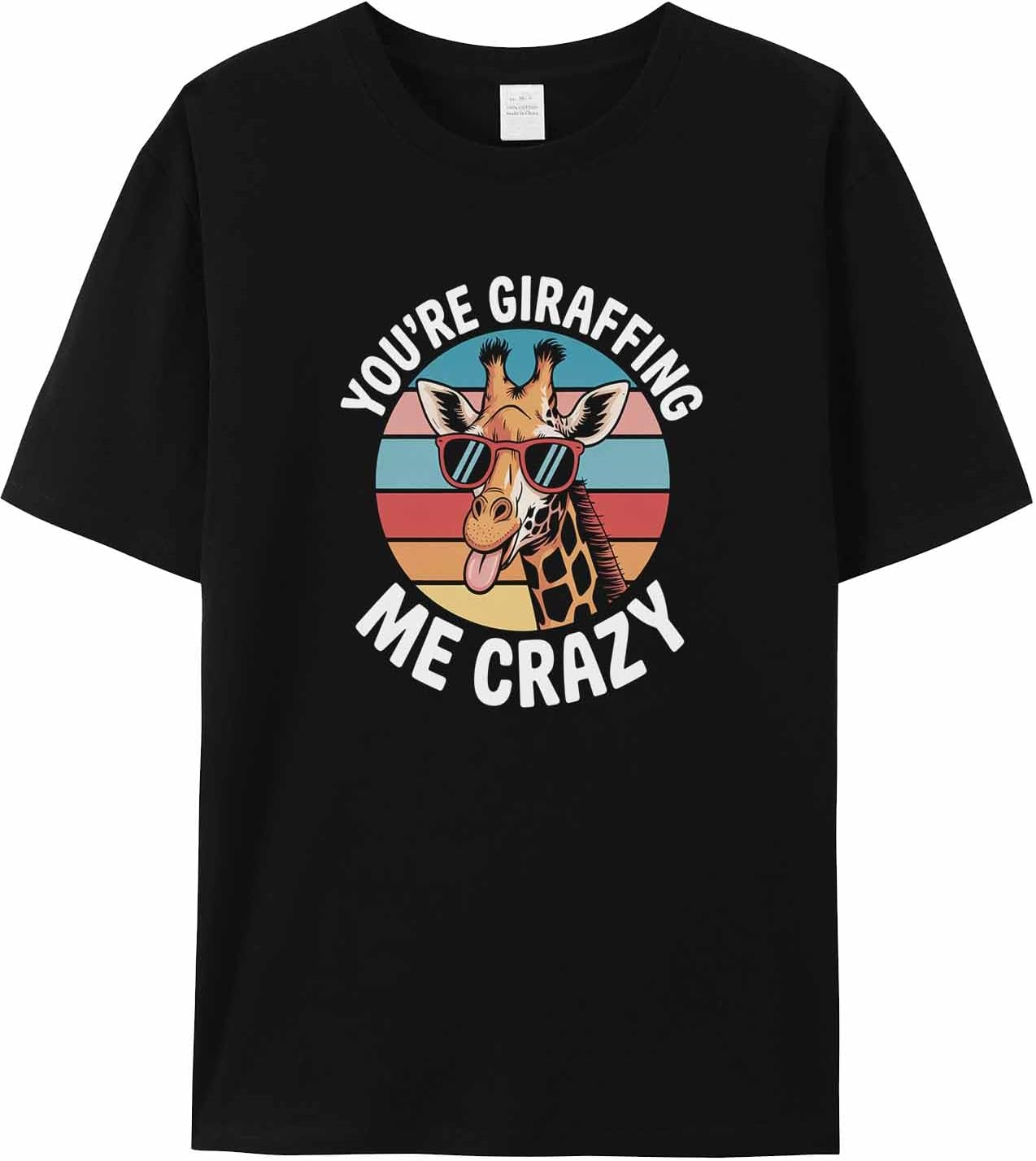 

T Shirts for Women Graphic Tees Funny Giraffe Crew Neck Short Sleeve Shirts for Women Crazy Animal Casual T-Shirt 5XL різнокольоровий