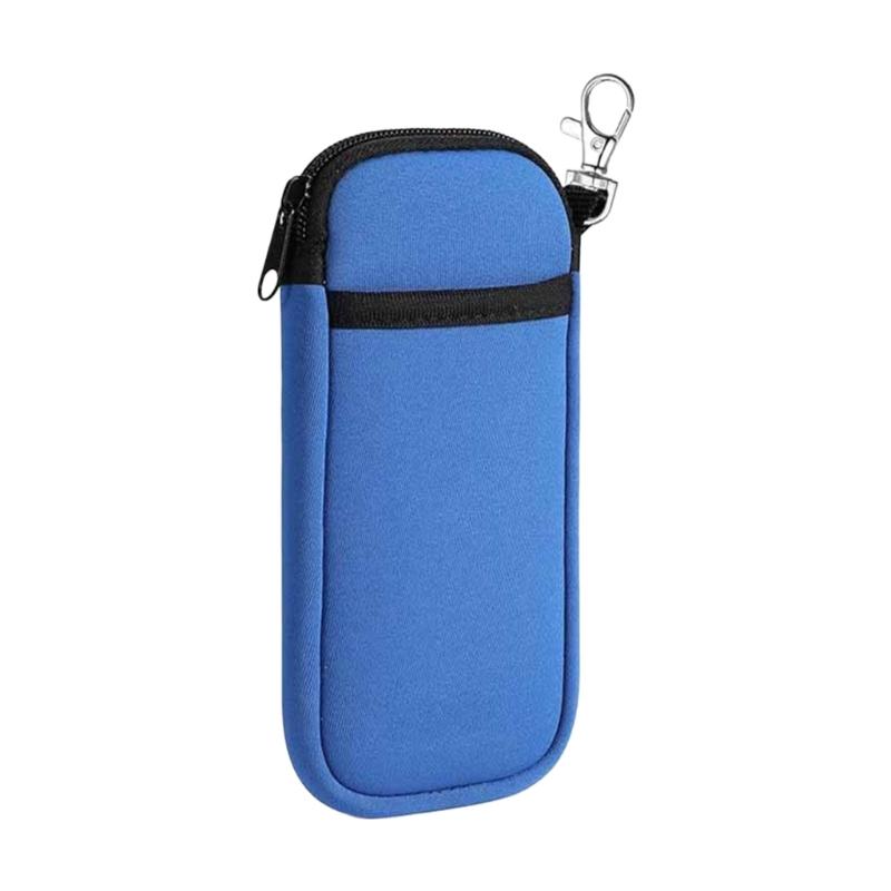 Neoprene Phone Pouch Multiple Compartment Storage For Smartphone Earphones Cable Secure Zippered Closure Compact Carry