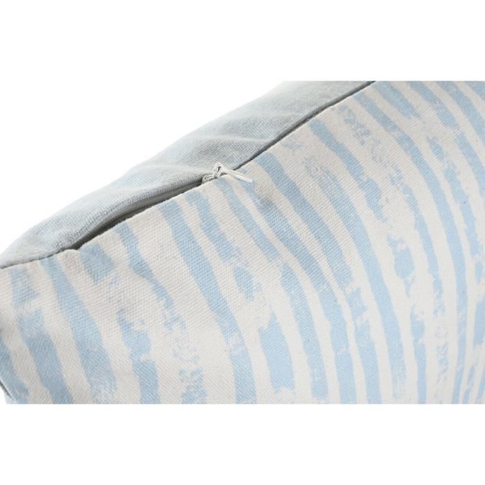 Coussin - Méditerranéen - Rayures Bleu Blanc - 45 x 15 x 45 cm - Déhoussable - Polyester