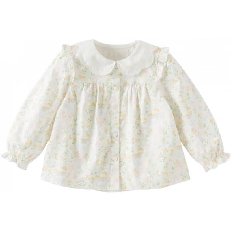 Girls Floral Cotton Long-Sleeve Shirt 110cm