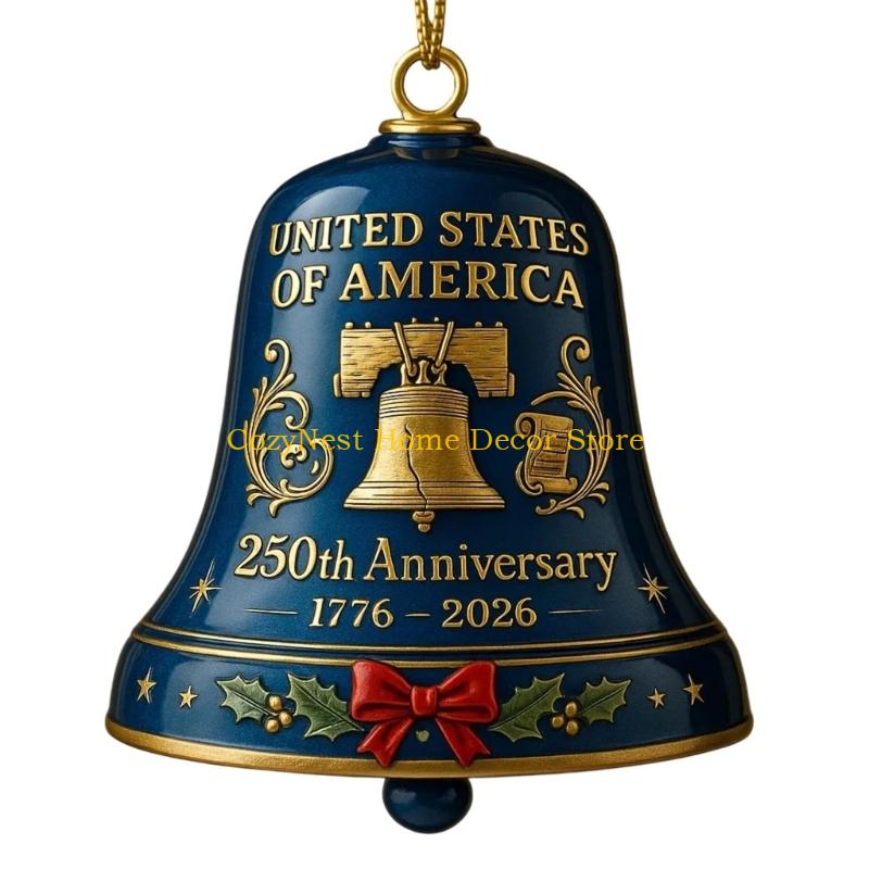 92MF 1776-2026 United 250th Anniversary Bells Ornament Christmas Bells Gift