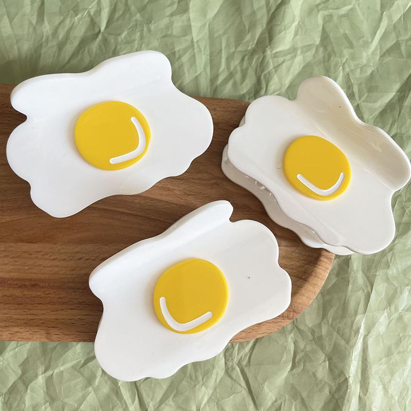 Fun Creative Poached Egg Hair Claw Cute Acetate Claw Clip Headdress For Women Girls Egg Shape Hair Clip Hair Accessories Gift