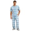 Men's Short Sleeve Pajama Set with Button Fly and Elastic Drawstring Waist for Sleepwear