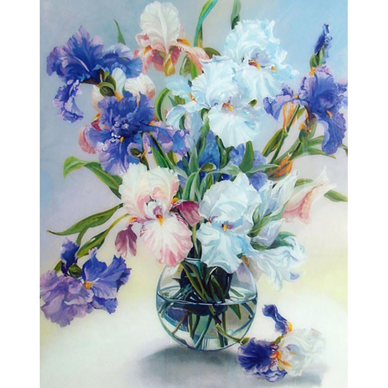 Kruhová vrtačka Diamantová malba Květinová váza Krajina Diamantové vyšívání Krajina Sada křížkového stehu DIY Home Decor dárek