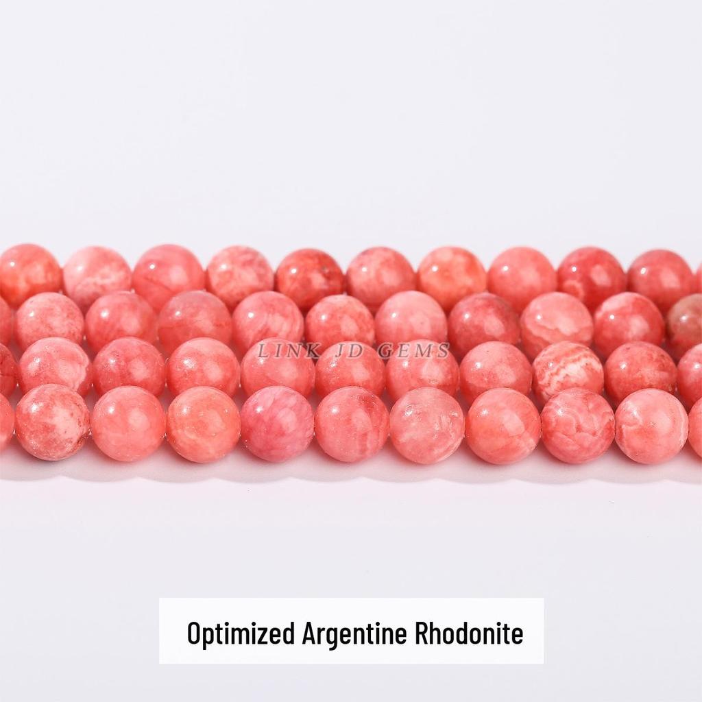 Argentyna Rodochrozyt Luźne Koraliki do DIY Biżuterii - Okrągłe Koraliki do Bransoletki