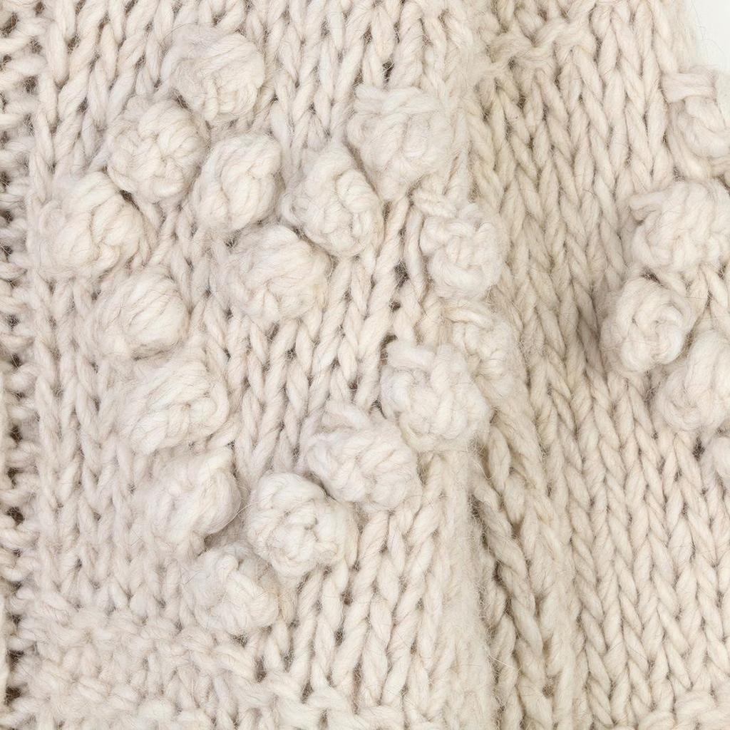 Handmade Chunky Cable Knit Wool Sweater - Heart Pattern Loose Fit