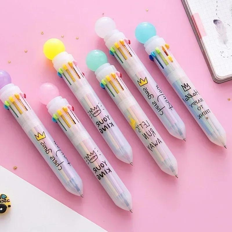 New 10 Multi Color Luxury Ballpoint Pen Ballpen for Kids Child Student Office Writing Supplies Kawaii Kids Stationary Pen Mark