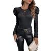 Fall Women's Jumpsuit Black Lace Bubble Sleeve Long Sleeve Bodysuit