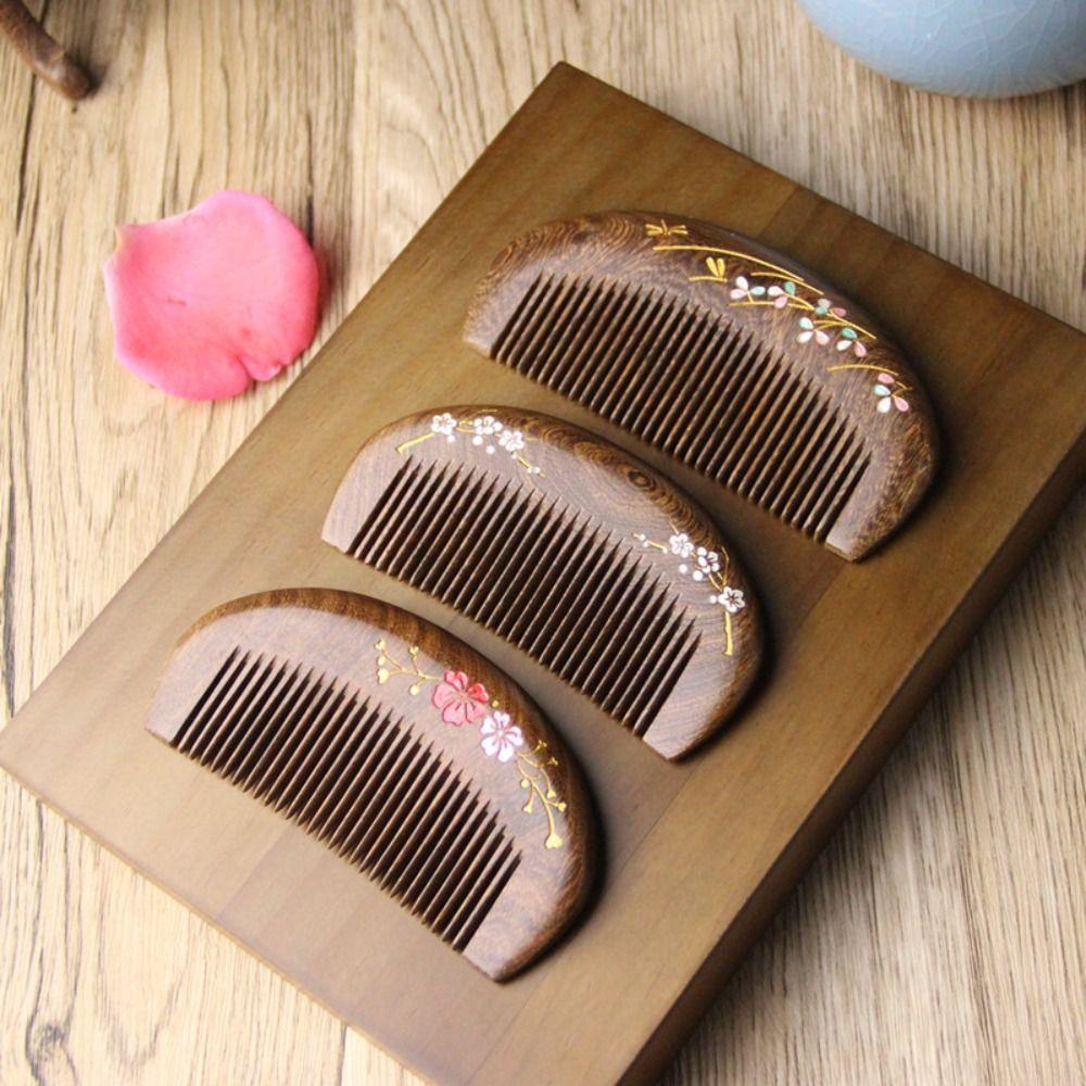 Gold Sandalwood Sandalwood Hair Comb Gold Branches Wood Combs Hot Hair Brush  Hair Styling Tool