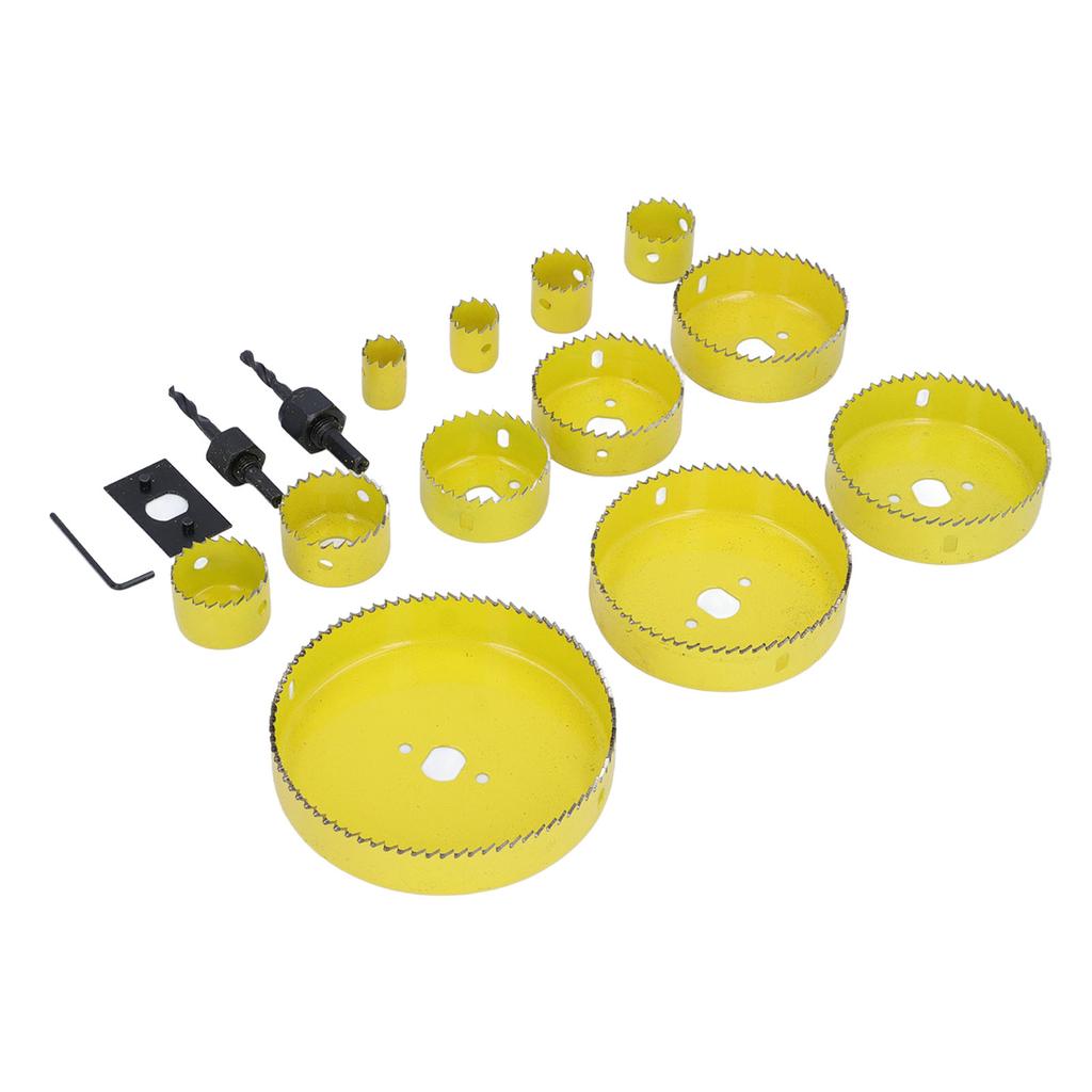 16PCS Set Hole Saw Kit Yellow 19?127mm Electricians Hole Saw Kit for PVC Board Plastic