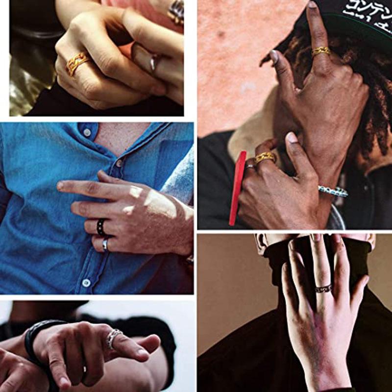 Starry Night Titanium Steel Chain Ring: Trendy Minimalist Hip Hop Style Jewelry