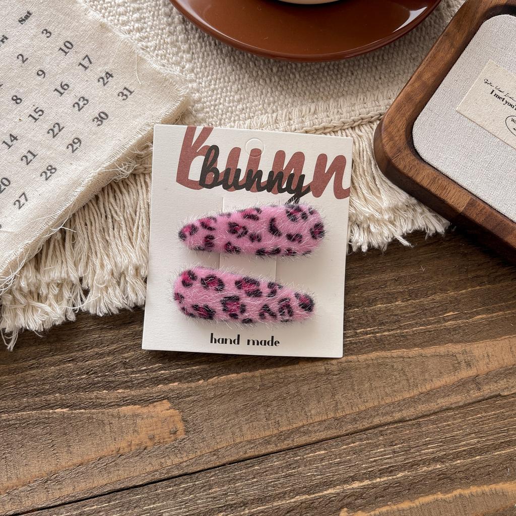 2 Τεμάχια Γλυκό Δροσερό Βελούδινο Λεοπάρ Παιδικό BB Κλιπ Κορεάτικο Χαριτωμένο για Μικρά Κορίτσια Ατακτες Τρίχες Φράντζες Πιάστρα Αξεσουάρ Styling Μαλλιών