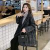 Umlegekragen Wolle Vintage Lockere Freizeitmode Herbst Damenmode Karierter Mantel Zweireihig Übergröße