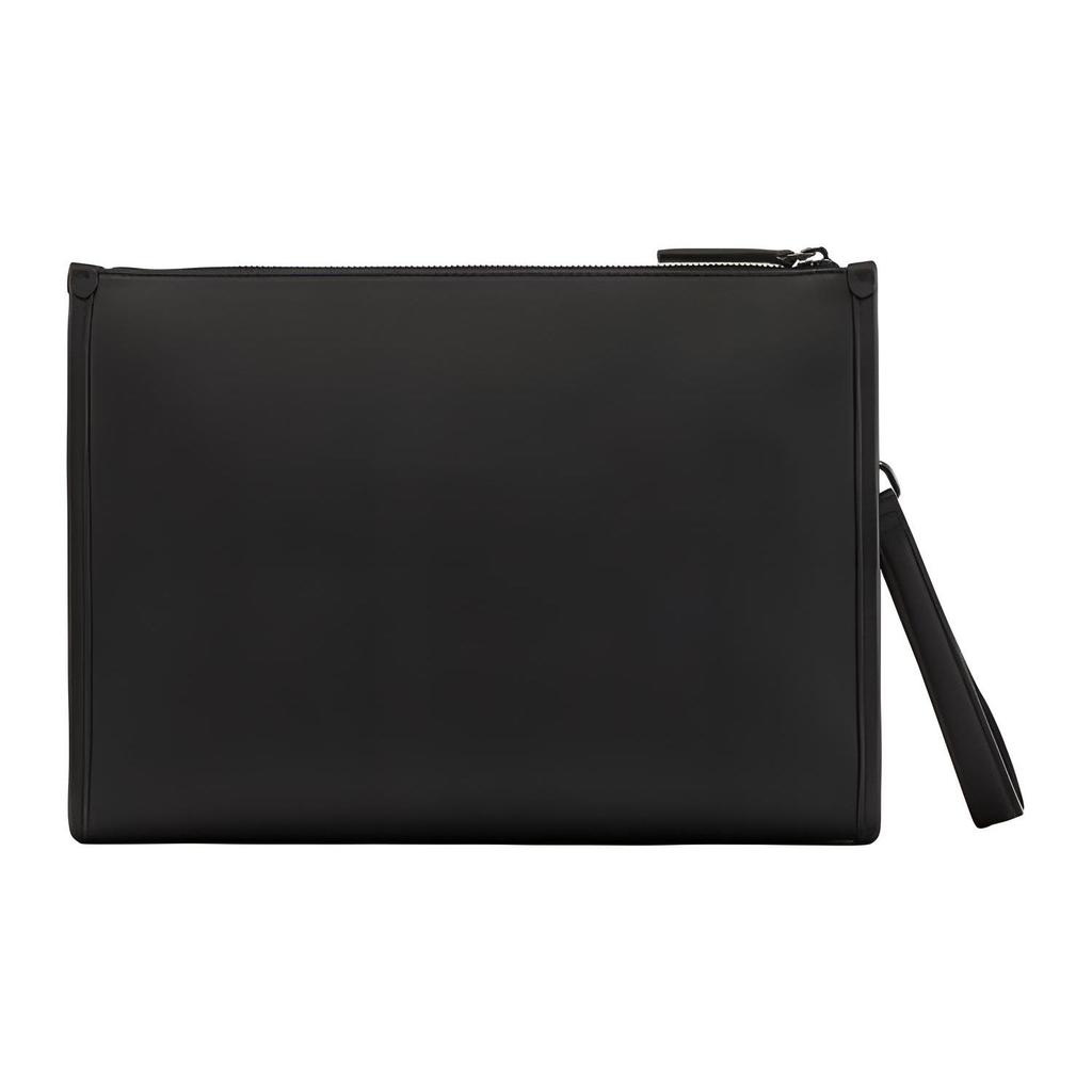 MCM Black Leather Logo Embossed Crossbody Bag for Daily & Travel Use