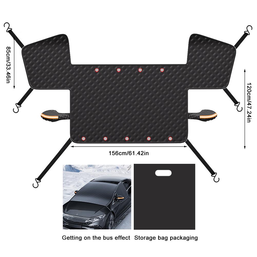 Husă de parbriz pentru gheață și zăpadă, husă de iarnă îngheț pentru mașină, rezistentă la intemperii, huse de parbriz rezistente la praf cu oglinzi laterale