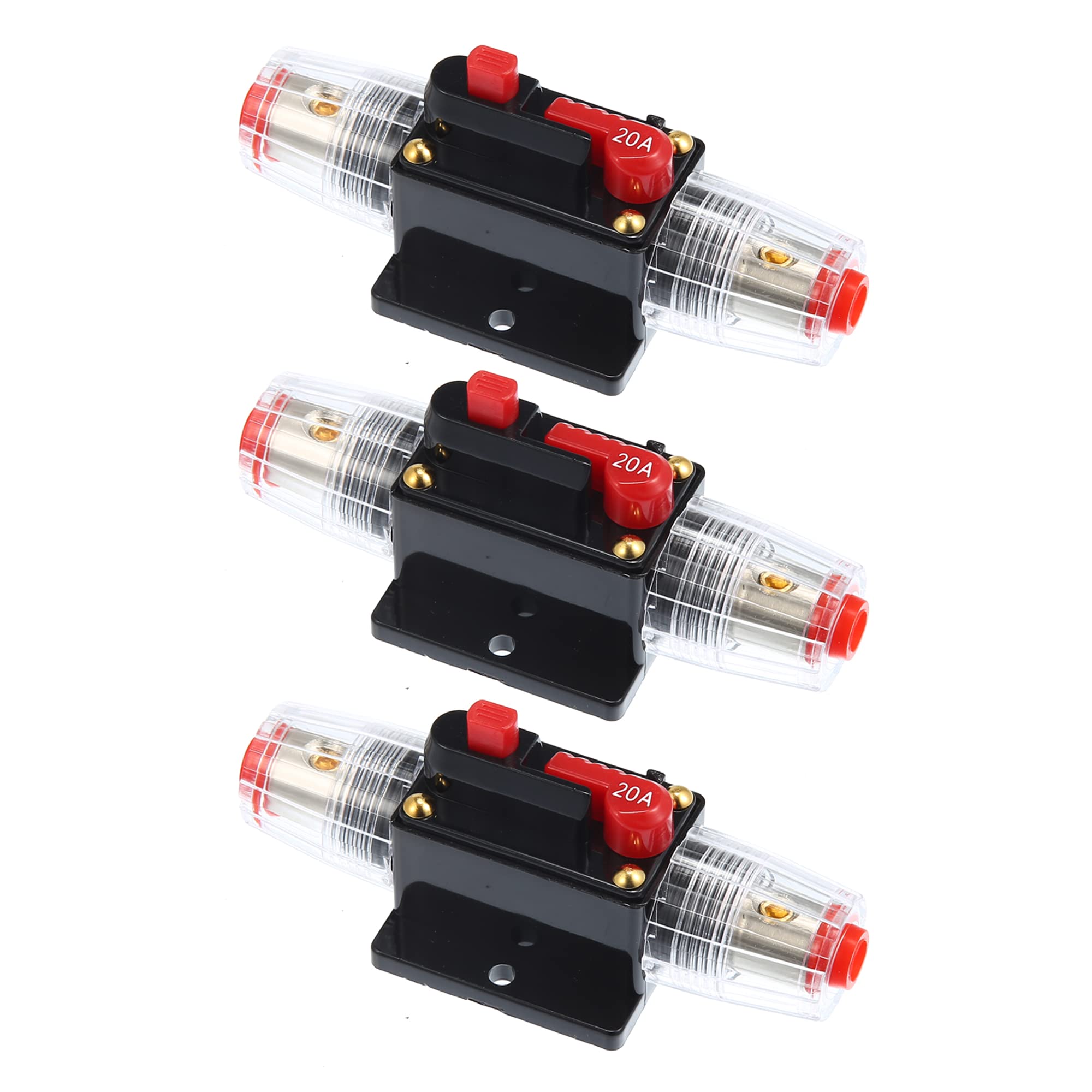 ABSOPRO Автомобильный автоматический выключатель с функцией сброса 20А DC 12-48В Держатель предохранителя Автомобильный чёрный