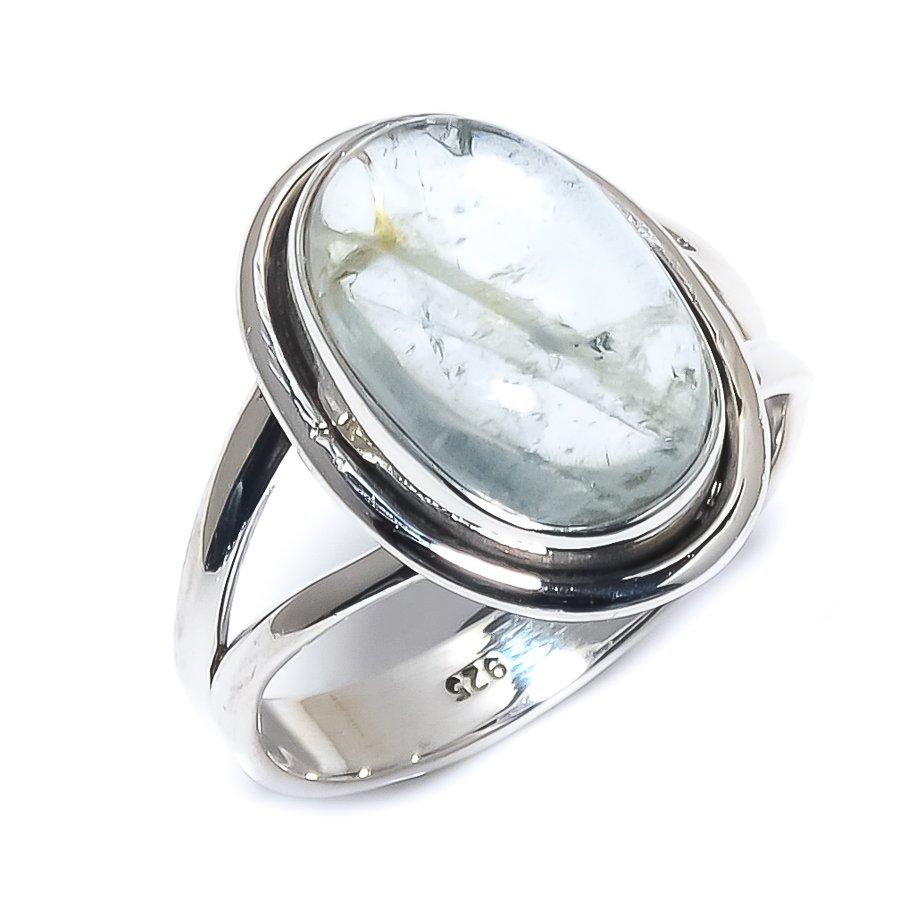 Natural Aquamarine Gemstone Handmade 925 Solid Sterling Silver Ring Size 10 K9u19