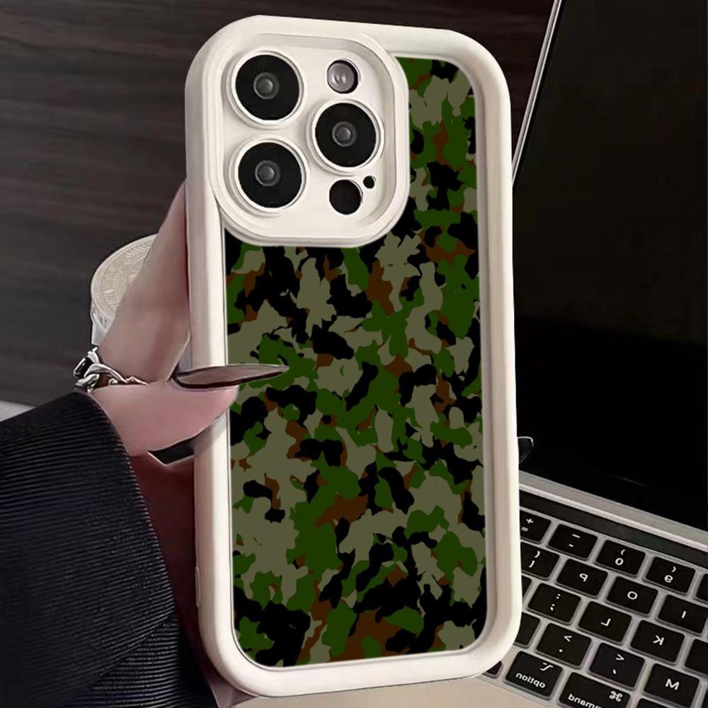 LZ6 Camouflage Camo Design Silicone Phone Case for iPhone 11 13 14 15 16 Pro Max 7 8 16 Plus 12 mini XS Max XR Shockproof Back Cover