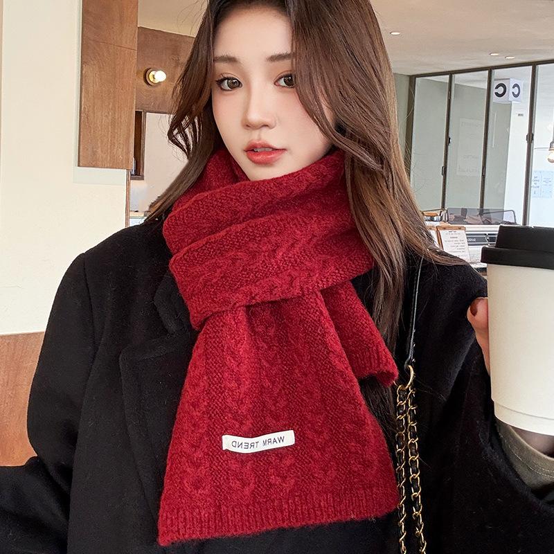 Red Scarf Women's Winter New Autumn and Winter Atmosphere High-end Christmas New Scarf Warm and Thicker