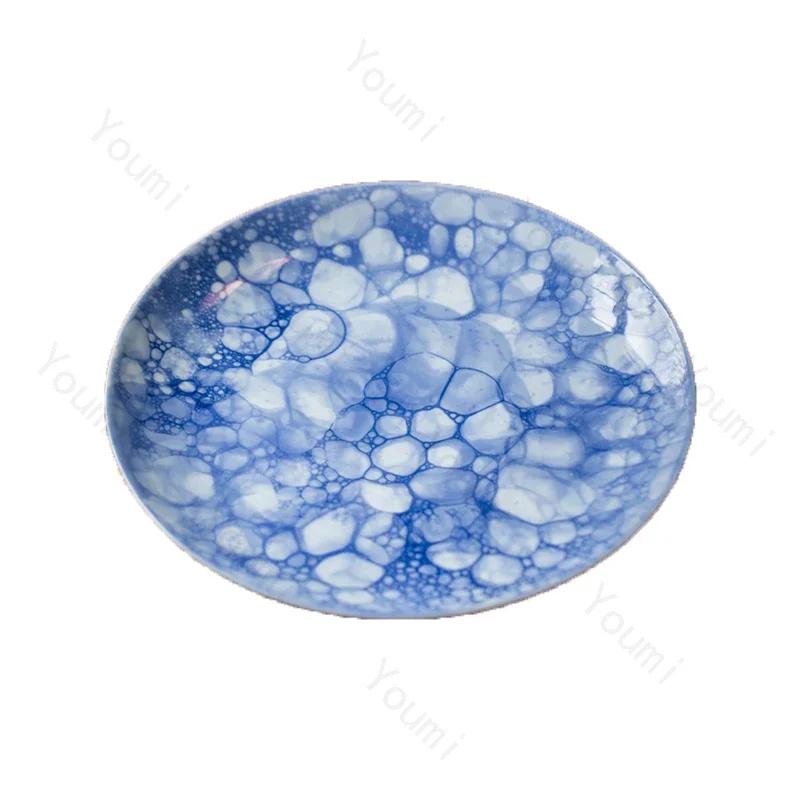 Chinese Style Circular Dining Plates Light Luxury Restaurant Steak Plate Delicious Dishes Flat Plate Unique Household Tableware