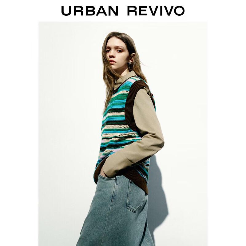 UR Women's 2024 Spring Color-block Textured Knit Sleeveless Vest