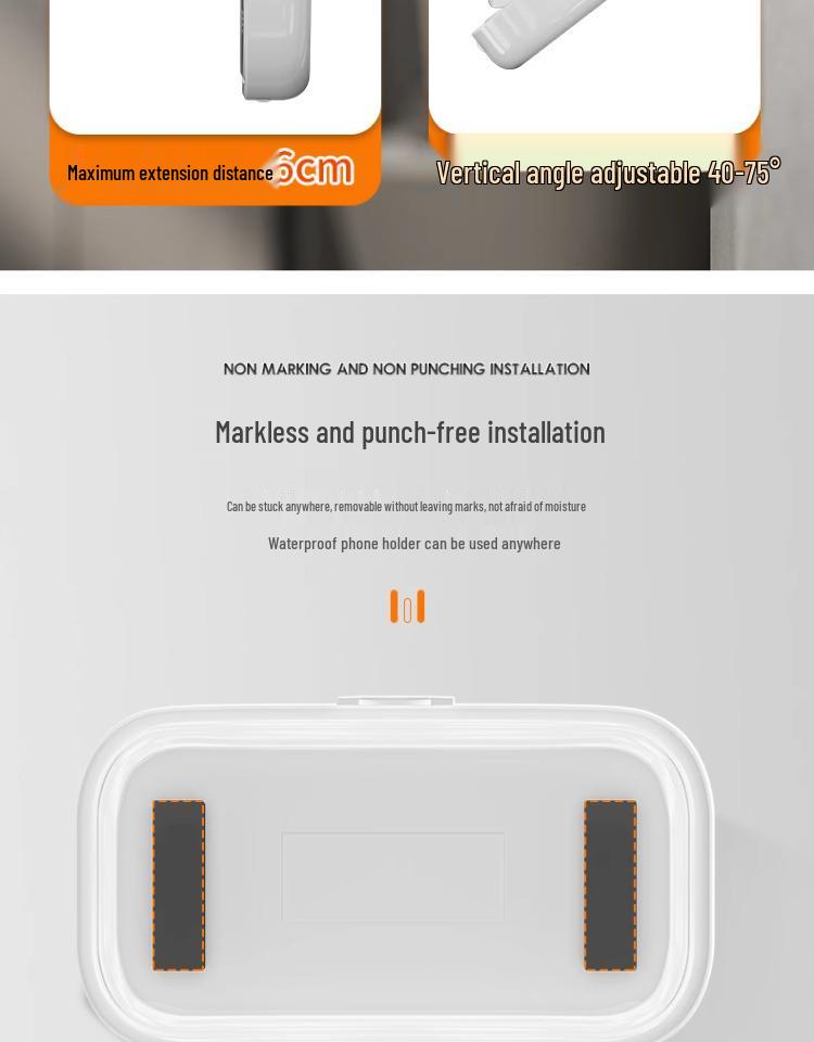 Wall-Mounted Waterproof Rotating Phone Holder for Bathroom and Toilet