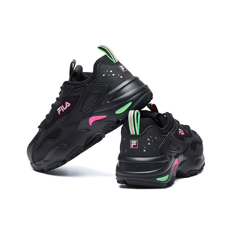 FILA Tracer PU Mesh Fabric Comfortable Versatile Low-Top Dad Shoes Women sneaker Black Pink Green F12W021116FBK