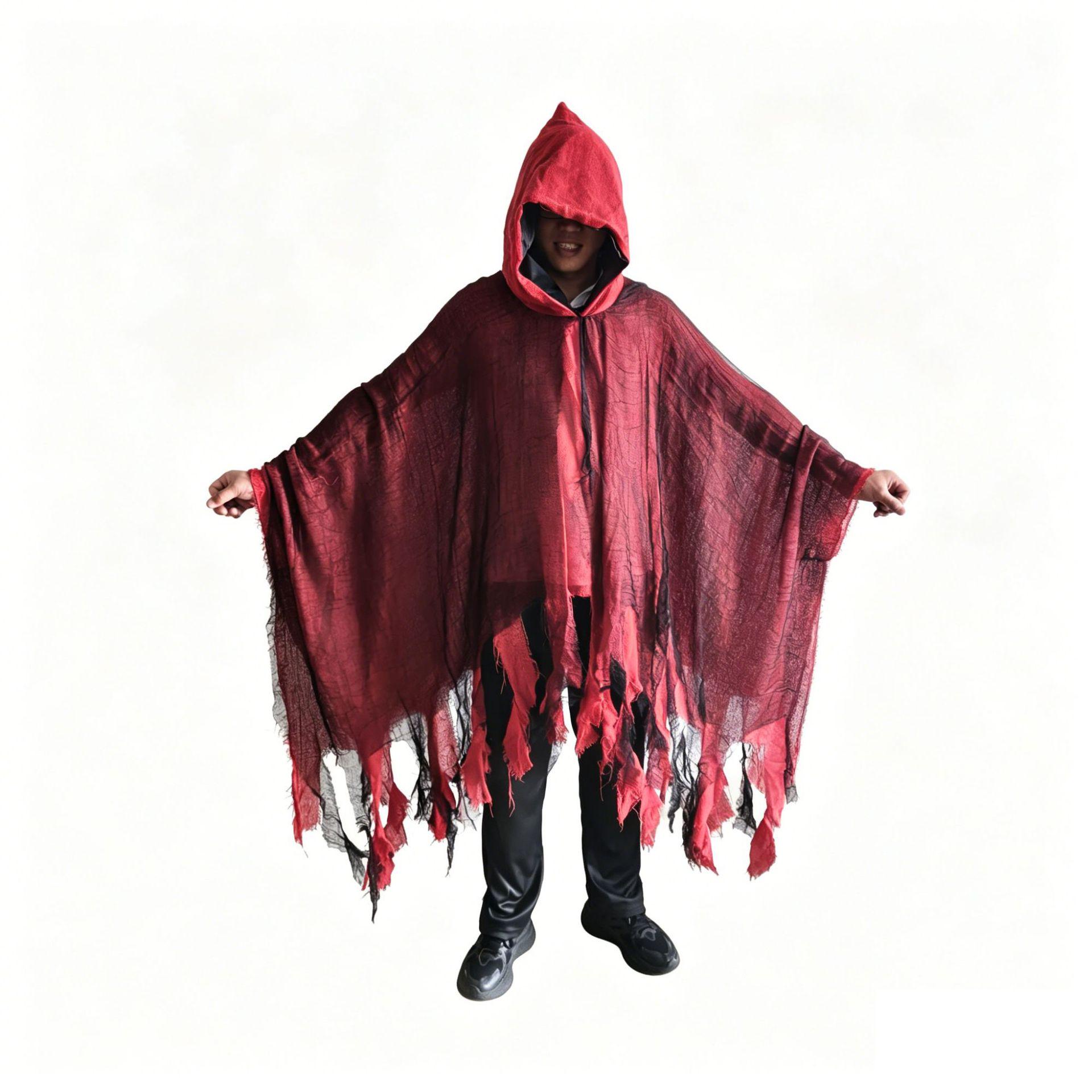 Halloween Skelett Umhang & Maske: Escape Room Geister Zombie Kostüm Requisiten Width 170cm, Length 140cm black