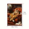 Vintage Cat in Armchair Metal Wall Art, 8x12in Rustic Iron Hanging Decor