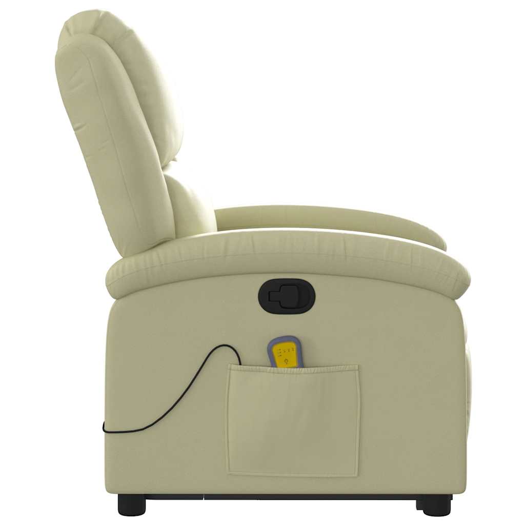 Massage Recliner with Rising Function Cream Genuine Leather