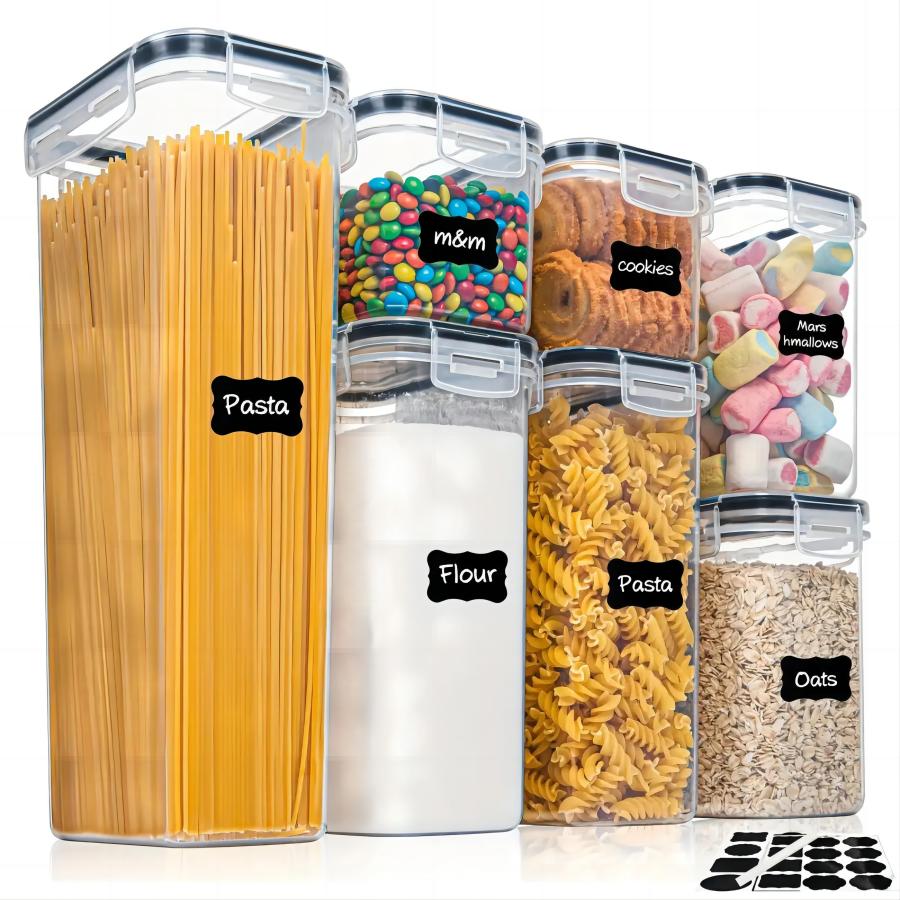 

7-piece set of kitchen sealed cans, grain storage and storage tanks, refrigerated, odorless, transparent plastic preservation bo білий
