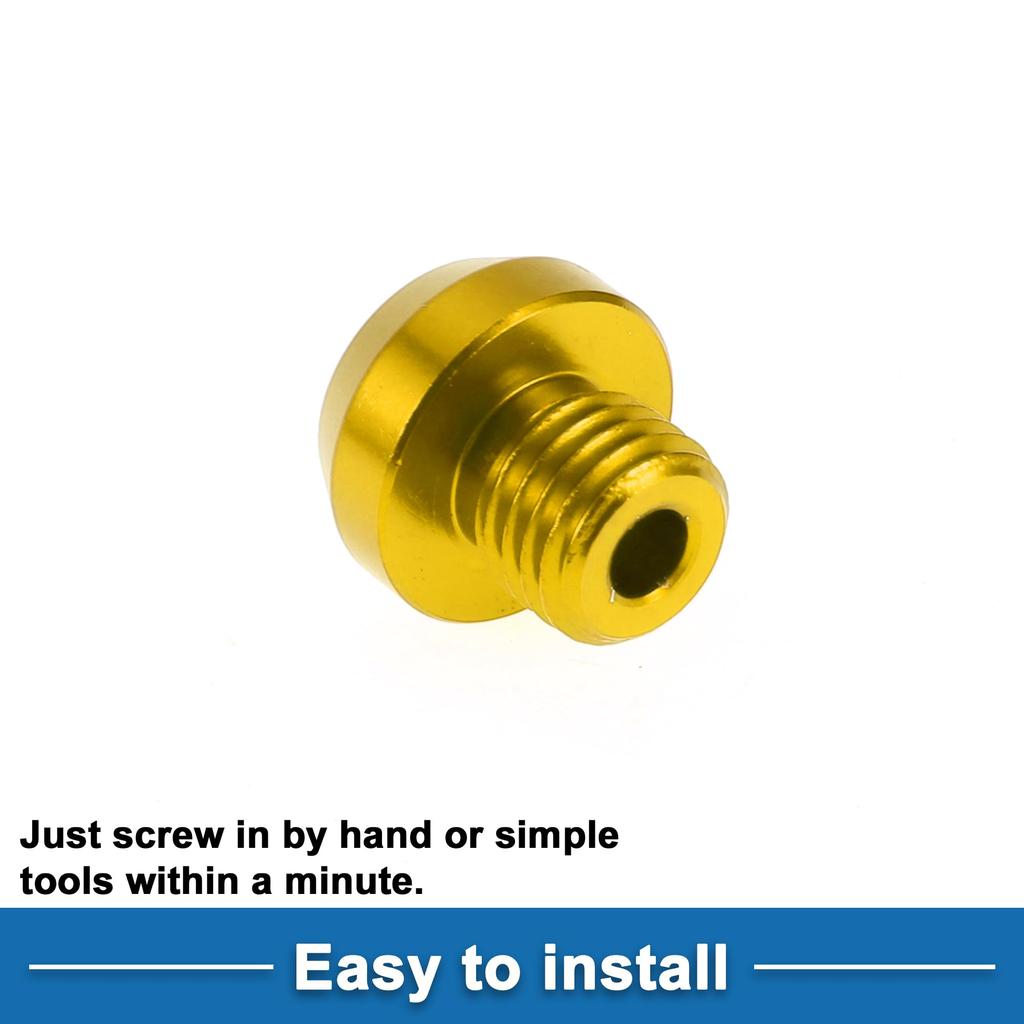 A ABSOPRO Motorcycle Mirror Hole Plug Right Hand M10x1.25 Motorcycle Rear View Mirror Screw Gold Tone 2pcs