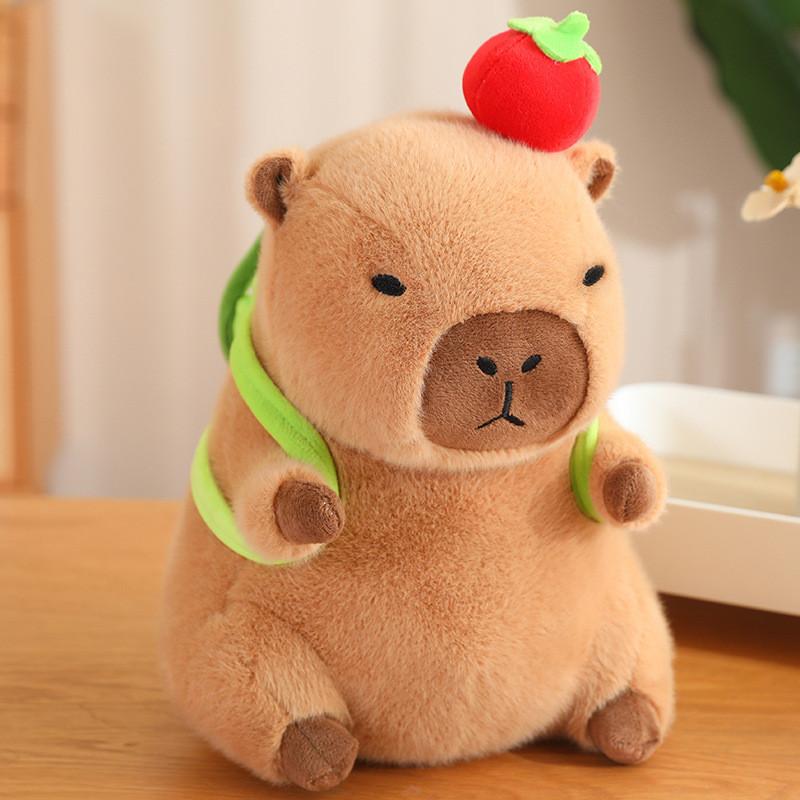 Capybara Plush Huggable Toy With Unique Food Designs And Soft Short Plush Fabric