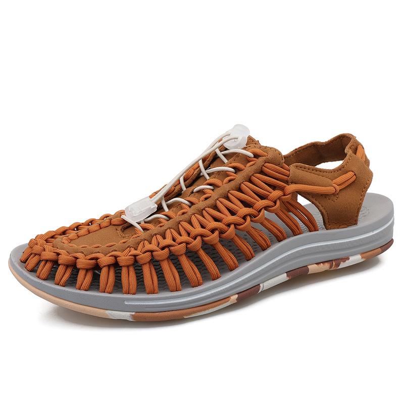 Women s Summer Breathable Woven Closed-Toe Sandals - Large Size Beach Shoes for Couples 42