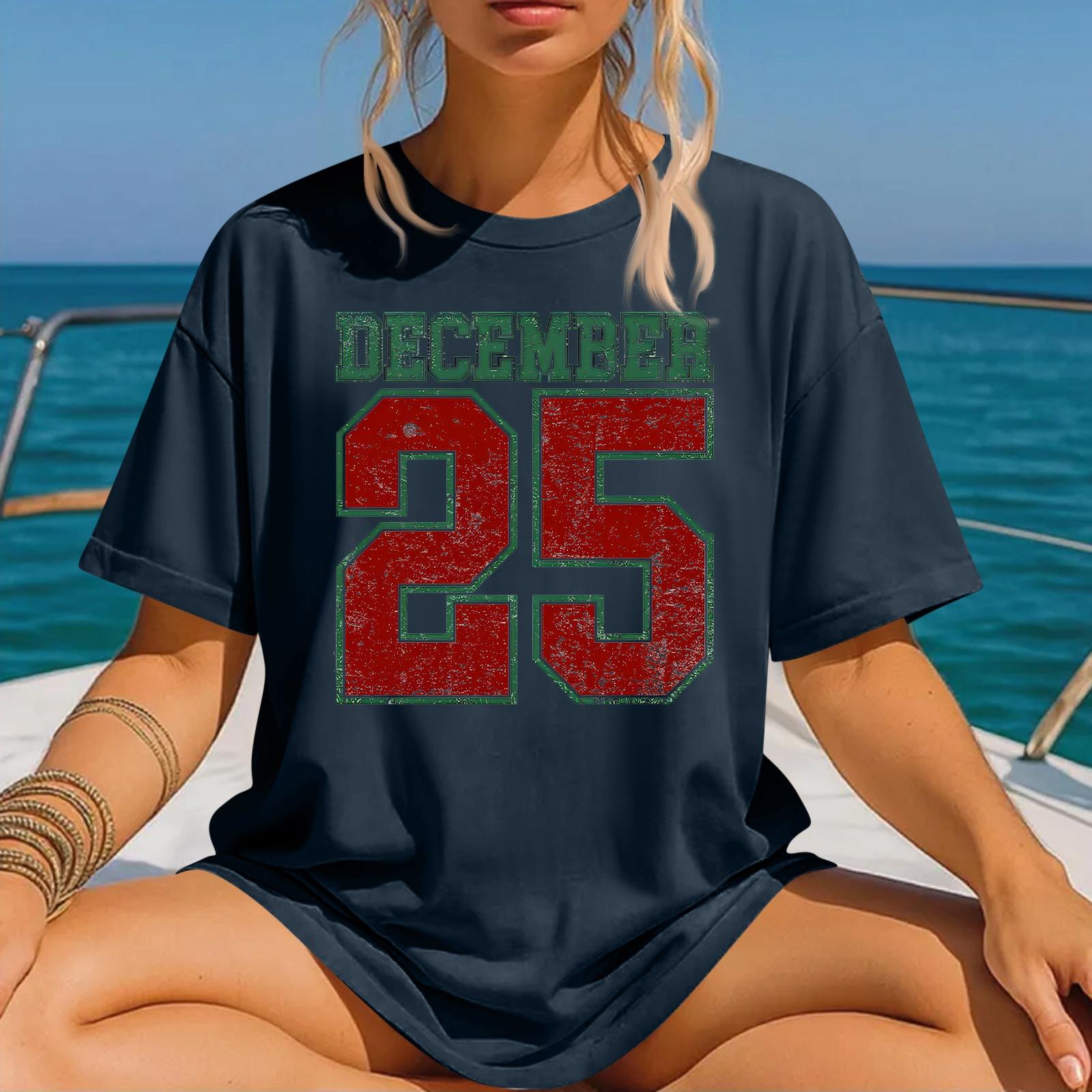 

Жіноча модна футболка з принтом і круглим вирізом з короткими рукавами XL Темно-синій