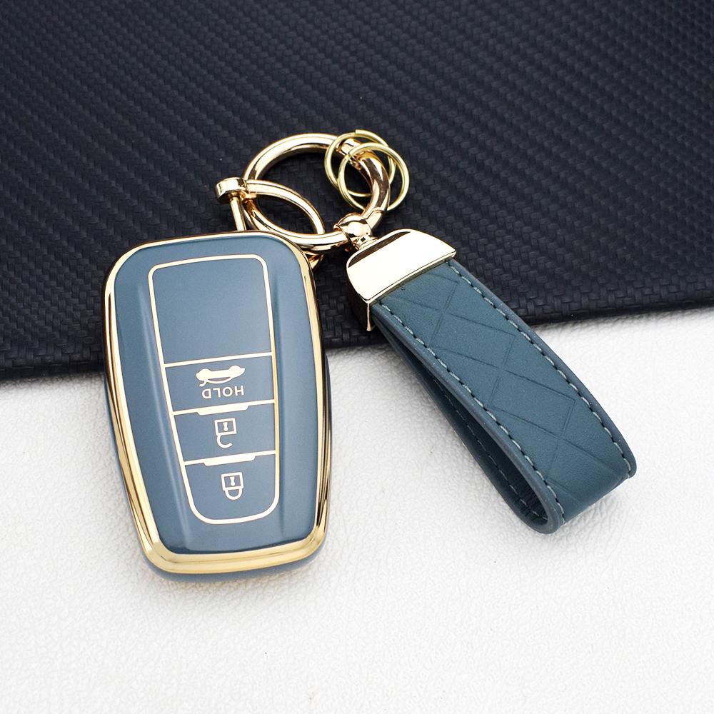 3 Buttons Car Key Fob Case Keychain for Toyota Car Camry CHR Corolla RAV4 Avalon Prado Prius Land Cruiser Key Cover Holder