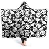 Panda Cartoon Print Pattern Soft Flannel Thermal Hooded Blanket Home Outdoor Office Essential Blanket