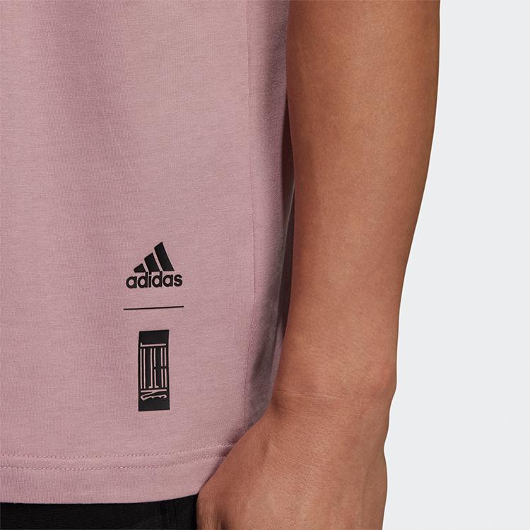 Adidas Graphic Print Round Neck Short Sleeve T-Shirt Men Tops Purple Pink HE5161