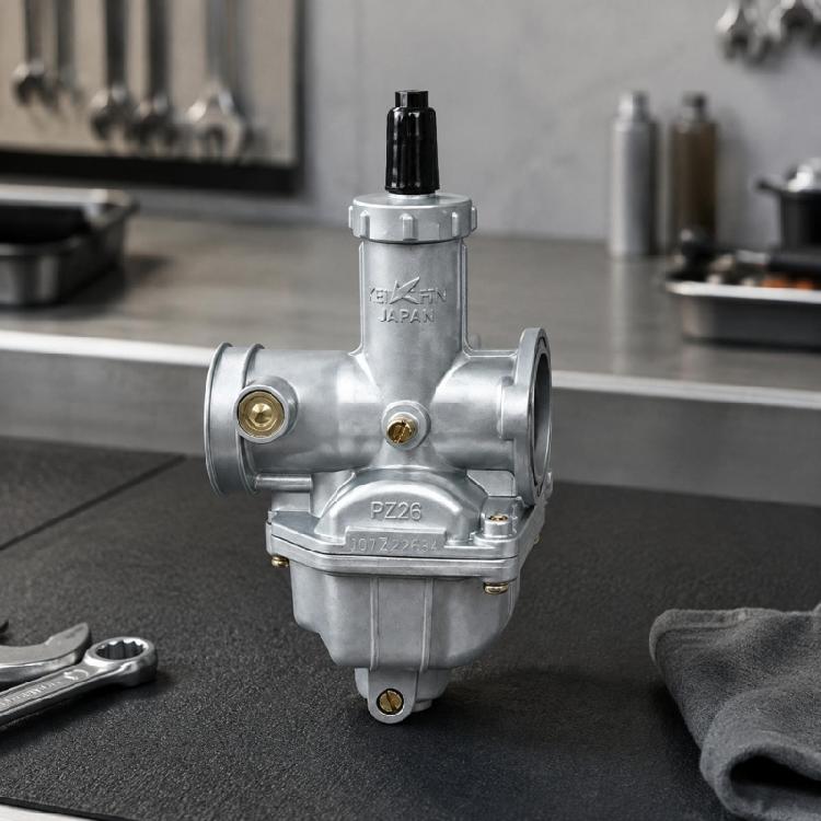 Motorcycle Mixture Component and Replacement Carburetor, PZ26 Manual Choke Configuration with Metal Body for CG125-CG150 Models