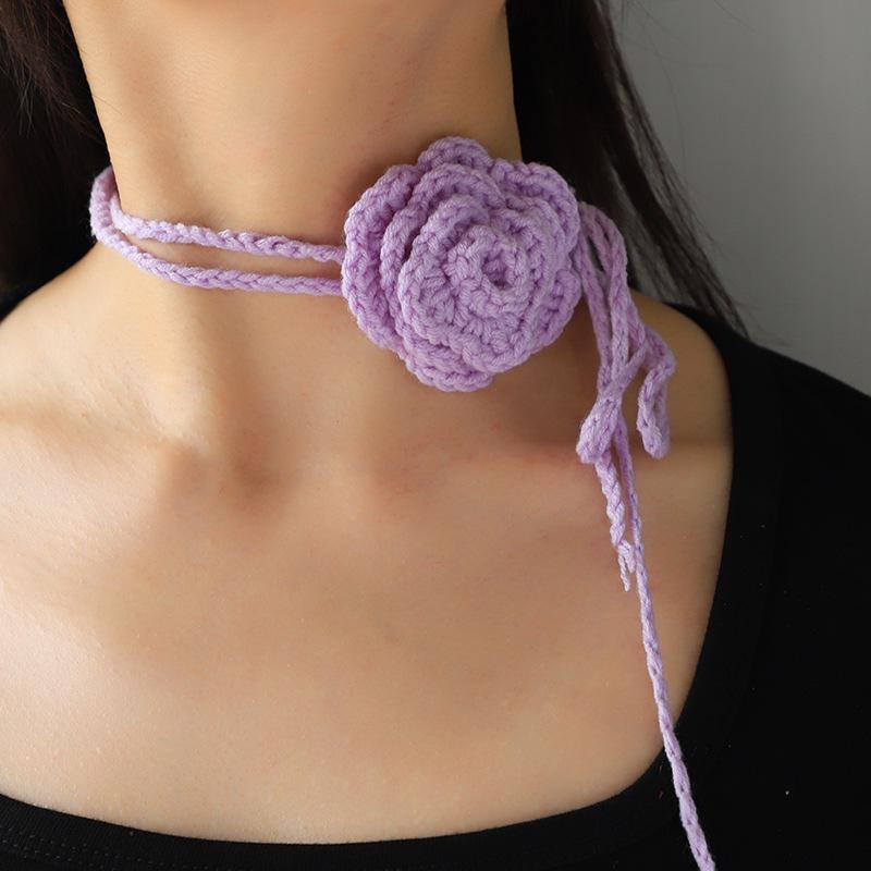 Hand-woven Floral Crochet Choker Necklace