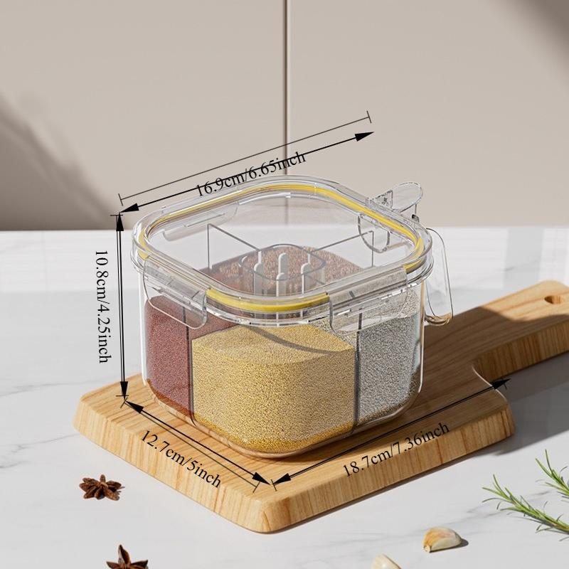 Seasoning box kitchen household seasoning bottle jar four-compartment large-capacity salt seasoning jar storage box