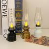Vintage Retro LED Tabletop Oil Lamp Battery Operated Flickering Candle Effect Decorative Kerosene Lamp for Home Bedroom Desk