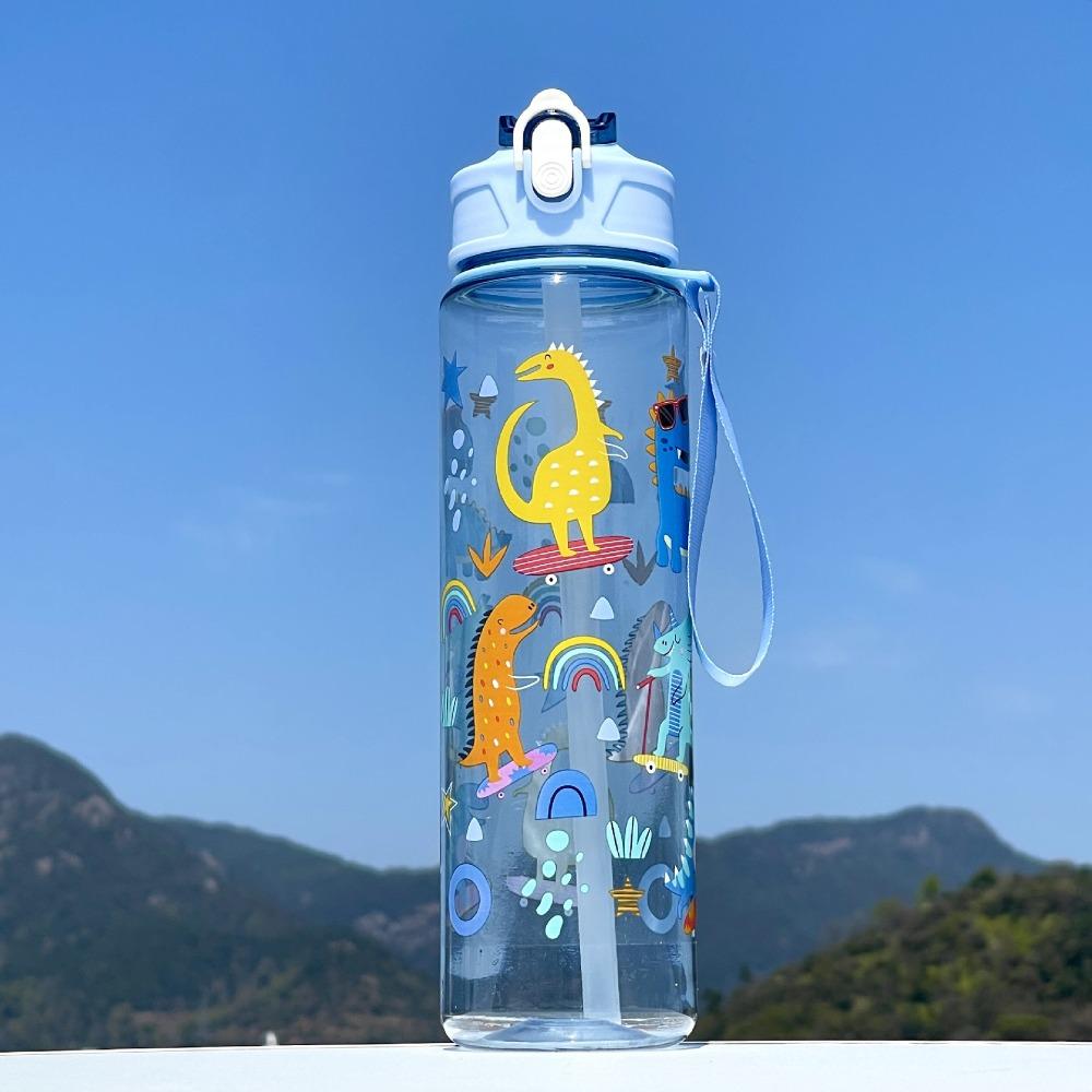 

750ML Children s Water Cup Leak-Proof Drink Cup Cartoon Straw Water Bottles Home Office 1# Dinosaur