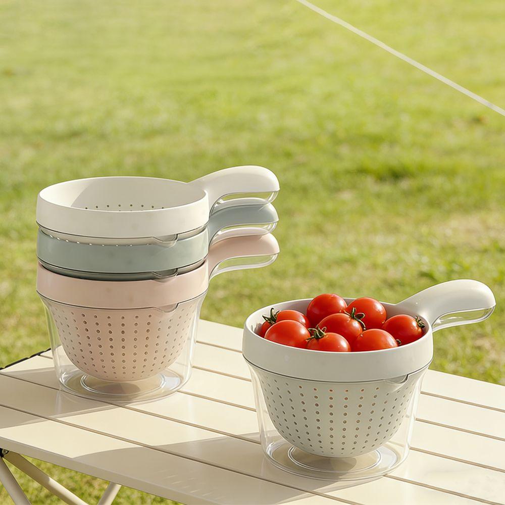 Detachable Double Drain Basket with Handle 2 In 1 Vegetable Washing Bowl Drainage Basket  Household